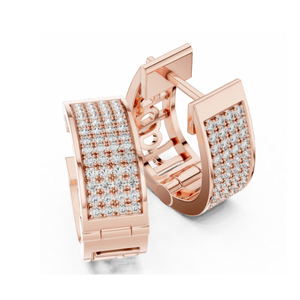 ต่างหูห่วงแบบ Huggie ประดับเพชรธรรมชาติทรงกว้างหลายแถว ดีไซน์หรูหรา ตัวเรือนเงิน พร้อมตัวล็อกแบบเกลียวที่แน่นหนา สวยงาม เรียบง่าย หรูหรา - Product Image 6