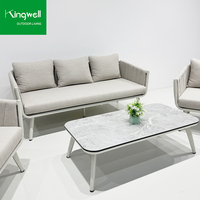 Vente directe d'usine, ensemble de meubles de jardin en aluminium pour 8 personnes, chaises et table en métal pour restaurants et villas