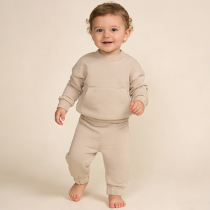 סט בגדי תינוקות איכותי לילדים, שני חלקים, סט טרנינג חלק לבנים, סיטונאי, סט קפוצ'ונים לילדים, סט ריצה לתינוקות - Product Image 4