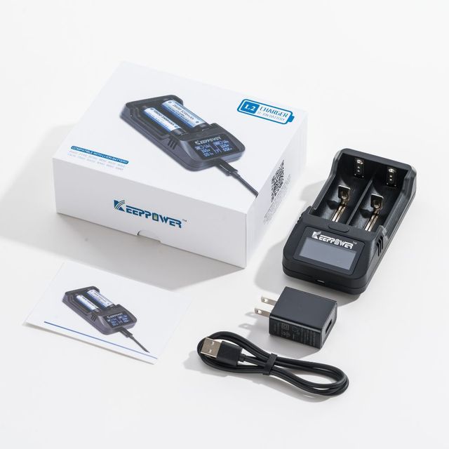 Keeppower Intelligent Li-ion Rechargeable USB 18650/26650/18500/16650/16340/14500/10440 Battery Charger L2 with LCD Display