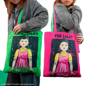 Bolsa de Compras de Poliéster Reutilizable con Asas Coloridas, Estilo Coreano, Diseño Squid Game 3 de Netflix, Novedad 2026 - Product Image 1