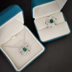 럭셔리 최신 목걸이 디자인 925 스털링 실버 다이아몬드 여성 에메랄드 보석 펜던트 목걸이 - Product Image 5