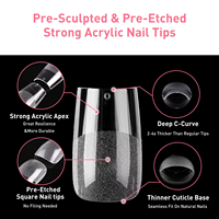 180 pièces de pointes d'ongles de haute qualité, forme unique, logo personnalisé, carré moyen, pré-sculptées, pointes d'ongles 3D en forme d'arc, étoile, 15 tailles