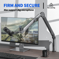 Support de microphone réglable Fifine en plastique, support de bureau flexible pour studio, bras articulé robuste en métal, support de microphone à ciseaux
