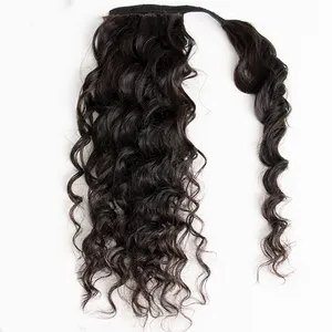 Deep wave drop shipping wholesale price 100% virgin human hair ponytail clips