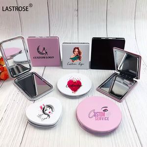 Hot Selling Travel Round PU <b>Compact</b> Mini Tabletop Desktop Foldable Cosmetic Mirror Pocket Mirror - Product Image 4