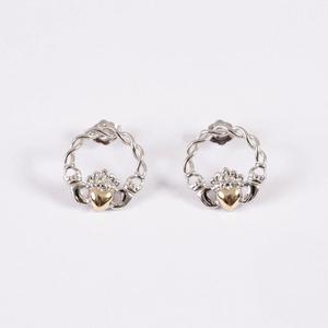 Fine Jewelry Boucles d'oreilles noeud celtique irlandais à deux tons en argent sterling 925 pour femme - Product Image 2