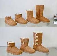 Sepatu bot salju ankle wanita, sepatu bot kulit domba Australia merino musim dingin klasik untuk wanita