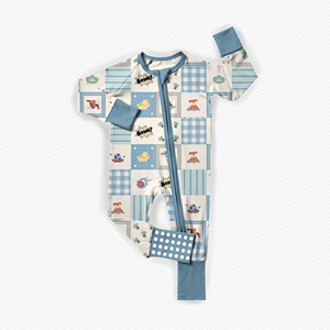 Pyjama en bambou imprimé sur mesure <span class=keywords><strong>avec</strong></span> fermeture éclair, antidérapant, combinaison pour nouveau-né, pyjama à pieds en fibre de bambou pour bébé - Product Image 1