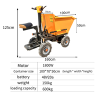 Chariot électrique à quatre roues personnalisable pour le transport de marchandises, idéal pour les chantiers de construction, les travaux agricoles et le transport de sable, avec moteur garanti 1 an.