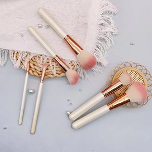 6 Piece Makeup <b>Brush</b> Set Custom Logo White Wooden Handle Aluminum Ferrule Soft Synthetic Hair Professional Shaving <b>Brush</b> - Product Image 6