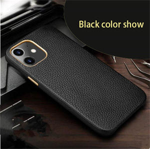 Housse de protection antichoc en cuir véritable à motif de galets, anti-rayures, Anti-chute, étui de protection en cuir véritable pour iPhone 14 Pro Max - Product Image 4