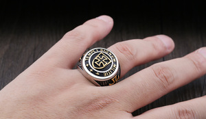 New Templi Signvh: Hilitie Vintage Cross Tôn Giáo Titan Thép Không Gỉ Men Jewelry Finger Nhẫn - Product Image 2