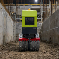 Rouleau compacteur vibrant télécommandé de 1,8 tonne, compacteur à double tambour avec moteur Yanmar EPA, homologué CE