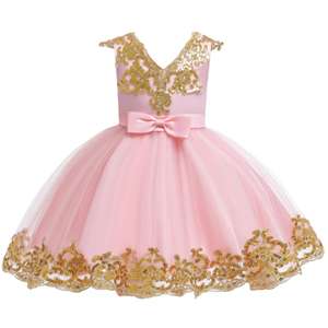 Robes de princesse pour enfants, jolies robes de fête pour bébés, jupes en tulle à nœuds pour petites filles, robes à paillettes pour enfants - Product Image 3