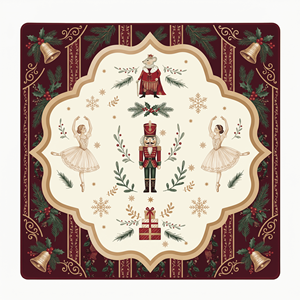 Alas Mahjong Lipat Ramah Lingkungan Bebas Bau Modern 2026 Amerika Motif Nutcracker Natal Anti-Selip Desain Khusus Permainan Kartu Meja - Product Image 1