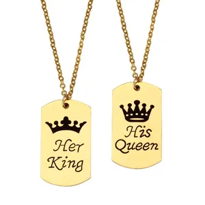День Святого Валентина ее король его королева пара ожерелье фестиваль подарок ювелирные изделия из нержавеющей стали Мода Мужчины Женщины Пара Ожерелье