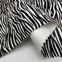 Meilleure vente Motif zèbre imprimé numériquement sur cuir synthétique tricoté pour vestes et pantalons Vêtement