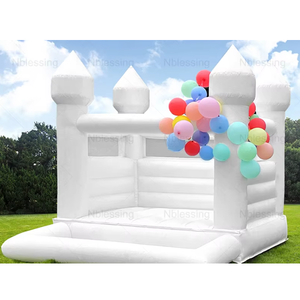 10ft Jumper House Inflatable White Jumping Castle With Slide Inflatables Wedding Bouncer for Party Wedding House C - Product Image 1