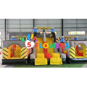 Commercial PVC inflatable bounce obstacle game bouncy castles with slide giant inflatable obstacle course for kids adults fun