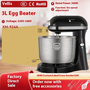 Batidora Eléctrica de 300W con Carcasa de Plástico ABS, <span class=keywords><strong>Mini</strong></span> Tazón Mezclador de Acero Inoxidable de 3.5L, 6 Velocidades, 4 Patas de Succión Antideslizantes - Product Image 2