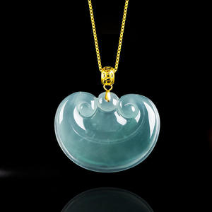 Colgante Ruyi de Jadeíta Natural Azul Agua con Incrustaciones de Oro de 18K, Joyería Femenina, Estilo Simple, Incluye Certificado de Tasación, D222 - Product Image 2