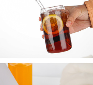 أكواب شرب زجاجية عصرية خالية من مادة BPA سعة 500 مل و600 مل، صديقة للبيئة وآمنة للاستخدام في الميكروويف، مع فرشاة تنظيف للسفر، مناسبة للحليب والمشروبات الباردة والحفلات - Product Image 5