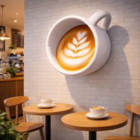 Escultura Moderna Ecológica de Taza de Café, Figura Decorativa para Cafetería, Letrero Brillante de Fibra de Vidrio con Temática de Comida para Exhibición en Tienda