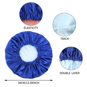 Bonnet de nuit double couche en satin avec doublure intérieure colorée Bonnets de cheveux en satin réglables pour femmes de grande taille - Product Image 5