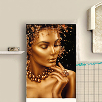 Femme moderne personnalisée peinture à l'huile toile or noir Sexy nue africaine mur Art femme affiches imprime Projection mur Art