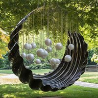 Sculpture contemporaine en acier inoxydable et en perles, grande statue en métal pour l'extérieur, pour place commerciale, jardin botanique