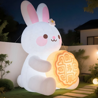 Lapin gonflable de dessin animé pour la décoration du Festival de la Mi-Automne, lapin gonflable avec lumières LED