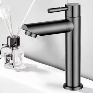 Grifo de lavabo monomando de acero inoxidable 304 con válvula cerámica, montaje en cubierta, un solo orificio, activación manual - Product Image 3