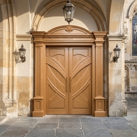 Portes d'église extérieures en bois massif d'acajou et d'aulne américains personnalisées pour restaurants, mosquées, églises et temples