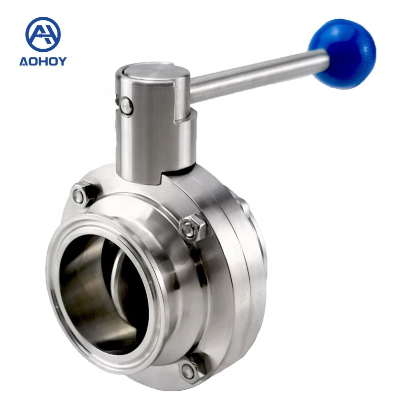 Aohoy дешевый sus 304 нержавеющая сталь tc ferrule конец ручного управления санитарный 1,5 2-дюймовый трехклевер зажим Дроссельный клапан