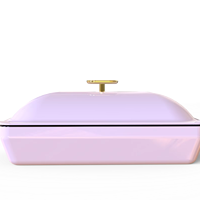 Moule à pain rectangulaire moderne à côtés droits en fonte émaillée avec couvercle rond