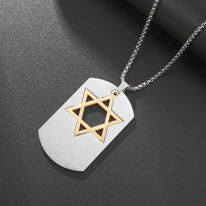 Etichette esagonali geometriche per cani con logo in acciaio inossidabile stella <span class=keywords><strong>di</strong></span> David ciondoli con logo ciondoli <span class=keywords><strong>di</strong></span> gioielli <span class=keywords><strong>di</strong></span> moda personalizzati per collana - Product Image 5