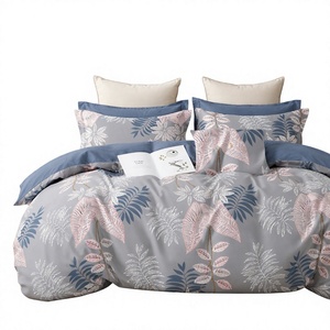 Poland Stock Botanical Nature Cotton <b>Bedding</b> <b>Set</b> <b>Grey</b> <b>Pink</b> Leaf Duvet Cover for wholesale <b>and</b> EU Dropshipping 3pcs - Product Image 1