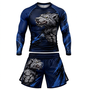 Conjunto de Rash Guard de Artes Marciales Personalizado Directo de Fábrica, Camiseta de Entrenamiento Ligera de Secado Rápido y Pantalones Cortos de Combate al por Mayor - Product Image 1