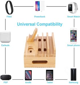 Station de charge en bambou Organisateur de bureau pour téléphone portable en bois - Product Image 5