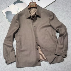 Chaqueta Ligera de Lana con Cuello Alto para <span class=keywords><strong>Hombre</strong></span> Z E G a N - Estilo Casual de Negocios Color Taupe Venta al Por Mayor Personalizada - Product Image 1