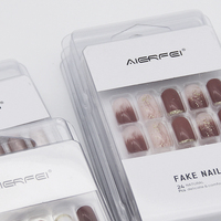 Couverture complète personnalisée de faux ongles artificiels de conception française, presse sur ongles avec autocollant