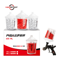 Pistolet à peinture pneumatique PP jetable 600 ml, kit complet avec gobelet de mélange de peinture HVLP industriel
