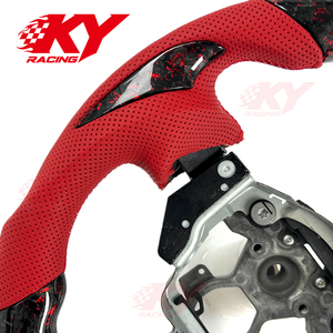 Volant sport en cuir rouge personnalisé avec LED et fibre de carbone pour Nissan 370Z NISMO GT Coupé, compatible avec Infiniti FX35 FX37 FX50 - Product Image 2