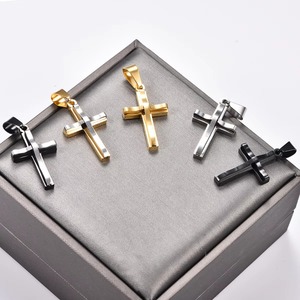 Collar con Colgante de Cruz Estilo Ola Pequeña de Acero Inoxidable para Mujeres y Hombres, Amuleto de Oración, Joyería Religiosa de Metal - Product Image 5