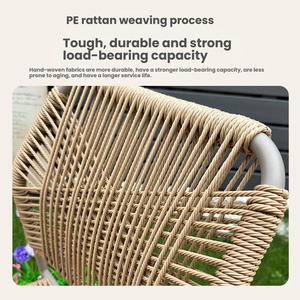 Ensemble <span class=keywords><strong>de</strong></span> table et <span class=keywords><strong>de</strong></span> chaises en métal pour l'extérieur, <span class=keywords><strong>salon</strong></span> <span class=keywords><strong>de</strong></span> <span class=keywords><strong>jardin</strong></span>, chaise en rotin, résistant à l'eau et aux UV, meubles en rotin pour la cour - Product Image 3