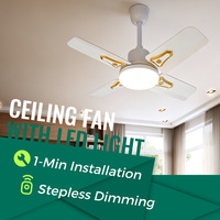 Ventilateurs de plafond LED avec ampoule à intensité variable, 3 vitesses, base de lampe, pour usage domestique
