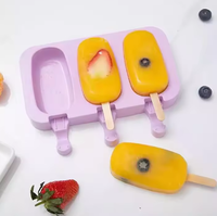 Moule à sucettes glacées au chocolat en forme de fruits, réutilisable et mignon, en silicone, avec couvercle et bâton