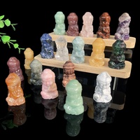 Sculpture de Bouddha en pierre de Reiki mixte de 5 cm, pierre de guérison naturelle, labradorite, quartz clair, statue de Bouddha pour la décoration