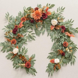 Wholesale Manufacturers Artificial Eucalyptus <b>Garland</b> With Roses Plastic Silk Wedding Decorations For Outdoor Home Use - Product Image 3